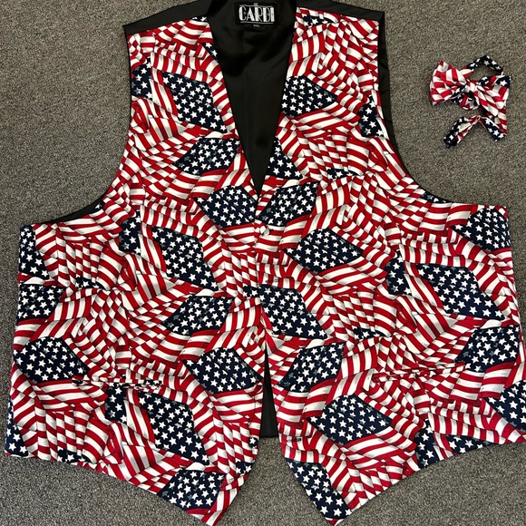 NWT Full Back Flag Pattern Vest. Big and Tall.
